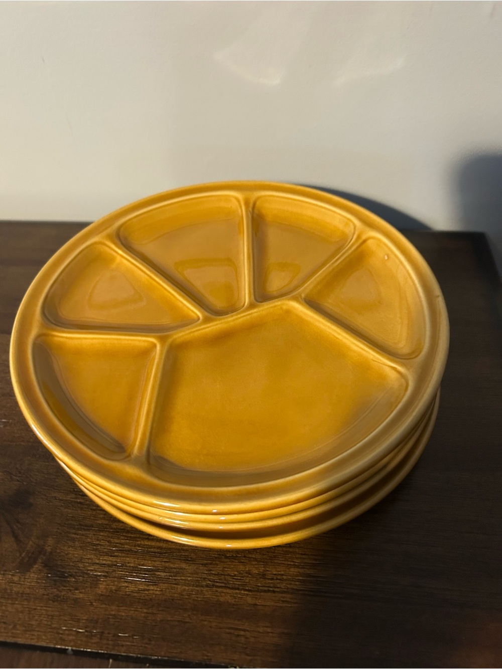 Vintage Ceramic Sectioned Snack Plates - Set of 4
